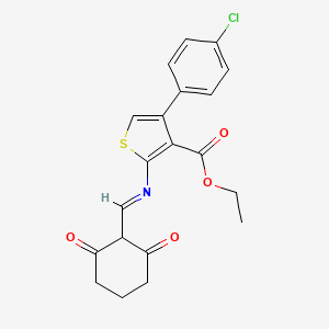 molecular formula C20H18ClNO4S B11614187 ethyl 4-(4-chlorophenyl)-2-{[(E)-(2,6-dioxocyclohexyl)methylidene]amino}thiophene-3-carboxylate 