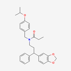 molecular formula C29H33NO4 B11614282 N-[3-(1,3-benzodioxol-5-yl)-3-phenylpropyl]-N-[4-(propan-2-yloxy)benzyl]propanamide 