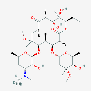 molecular formula C₃₇¹³CH₆₆D₃NO₁₃ B1161431 (3R,4S,5S,6R,9R,11R,12R,13S,14R)-14-ethyl-12,13-dihydroxy-4-[(2R,4R,5S,6S)-5-hydroxy-4-methoxy-4,6-dimethyloxan-2-yl]oxy-6-[(2S,3R,4S,6R)-3-hydroxy-6-methyl-4-[methyl(trideuterio(113C)methyl)amino]oxan-2-yl]oxy-7-methoxy-3,5,7,9,11,13-hexamethyl-oxacyclotetradecane-2,10-dione 