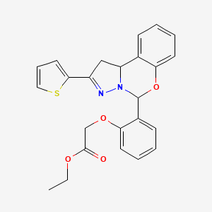 molecular formula C24H22N2O4S B11614341 Ethyl {2-[2-(thiophen-2-yl)-1,10b-dihydropyrazolo[1,5-c][1,3]benzoxazin-5-yl]phenoxy}acetate 
