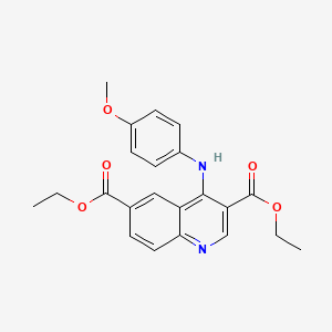molecular formula C22H22N2O5 B11614343 Diethyl 4-[(4-methoxyphenyl)amino]quinoline-3,6-dicarboxylate 