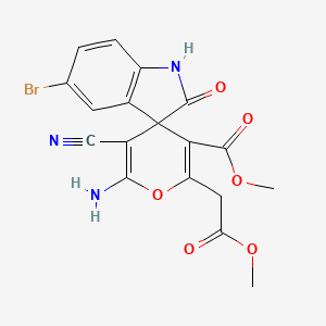 molecular formula C18H14BrN3O6 B11614366 Methyl 6'-amino-5-bromo-5'-cyano-2'-(2-methoxy-2-oxoethyl)-2-oxo-1,2-dihydrospiro[indole-3,4'-pyran]-3'-carboxylate 