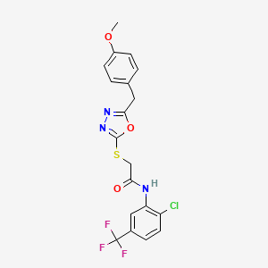molecular formula C19H15ClF3N3O3S B11614393 N-[2-chloro-5-(trifluoromethyl)phenyl]-2-{[5-(4-methoxybenzyl)-1,3,4-oxadiazol-2-yl]sulfanyl}acetamide 