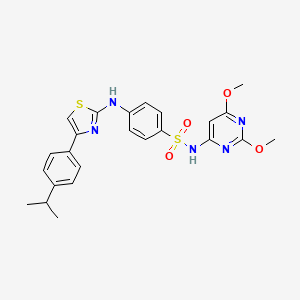 molecular formula C24H25N5O4S2 B11614396 N-(2,6-dimethoxypyrimidin-4-yl)-4-({4-[4-(propan-2-yl)phenyl]-1,3-thiazol-2-yl}amino)benzenesulfonamide 