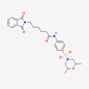 molecular formula C26H31N3O6S B11614401 N-{4-[(2,6-dimethylmorpholin-4-yl)sulfonyl]phenyl}-6-(1,3-dioxo-1,3-dihydro-2H-isoindol-2-yl)hexanamide 