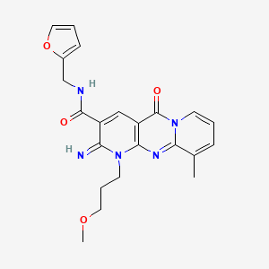 molecular formula C22H23N5O4 B11614407 N-[(furan-2-yl)methyl]-6-imino-7-(3-methoxypropyl)-11-methyl-2-oxo-1,7,9-triazatricyclo[8.4.0.0^{3,8}]tetradeca-3(8),4,9,11,13-pentaene-5-carboxamide 