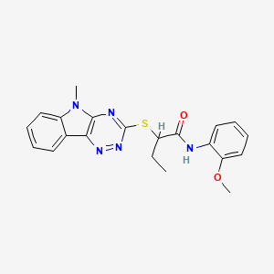molecular formula C21H21N5O2S B11614469 N-(2-methoxyphenyl)-2-[(5-methyl-5H-[1,2,4]triazino[5,6-b]indol-3-yl)sulfanyl]butanamide 
