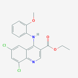 molecular formula C19H16Cl2N2O3 B11614547 Ethyl 6,8-dichloro-4-[(2-methoxyphenyl)amino]quinoline-3-carboxylate 