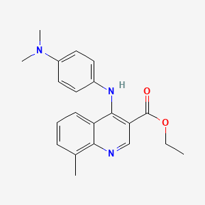 molecular formula C21H23N3O2 B11614577 Ethyl 4-{[4-(dimethylamino)phenyl]amino}-8-methylquinoline-3-carboxylate 