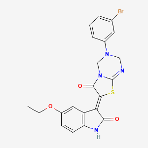 molecular formula C21H17BrN4O3S B11614583 (7Z)-3-(3-bromophenyl)-7-(5-ethoxy-2-oxo-1,2-dihydro-3H-indol-3-ylidene)-3,4-dihydro-2H-[1,3]thiazolo[3,2-a][1,3,5]triazin-6(7H)-one 