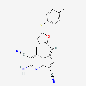 molecular formula C24H18N4OS B11614610 (5Z)-2-amino-4,6-dimethyl-5-({5-[(4-methylphenyl)sulfanyl]furan-2-yl}methylidene)-5H-cyclopenta[b]pyridine-3,7-dicarbonitrile 