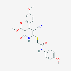 molecular formula C24H23N3O6S B11614668 Methyl 5-cyano-4-(4-methoxyphenyl)-6-({2-[(4-methoxyphenyl)amino]-2-oxoethyl}sulfanyl)-2-oxo-1,2,3,4-tetrahydropyridine-3-carboxylate 
