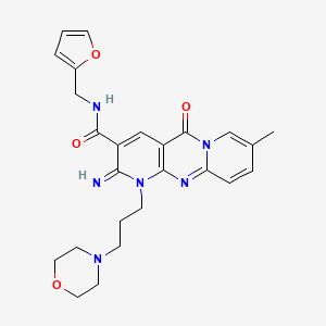 molecular formula C25H28N6O4 B11614870 N-(furan-2-ylmethyl)-6-imino-13-methyl-7-(3-morpholin-4-ylpropyl)-2-oxo-1,7,9-triazatricyclo[8.4.0.03,8]tetradeca-3(8),4,9,11,13-pentaene-5-carboxamide 