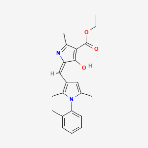 molecular formula C22H24N2O3 B11615000 ethyl (5E)-5-{[2,5-dimethyl-1-(2-methylphenyl)-1H-pyrrol-3-yl]methylidene}-2-methyl-4-oxo-4,5-dihydro-1H-pyrrole-3-carboxylate 