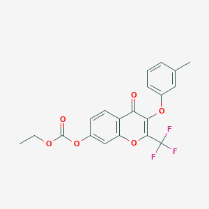 molecular formula C20H15F3O6 B11615106 ethyl 3-(3-methylphenoxy)-4-oxo-2-(trifluoromethyl)-4H-chromen-7-yl carbonate 