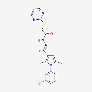 molecular formula C19H18ClN5OS B11615136 N'-[(E)-[1-(3-Chlorophenyl)-2,5-dimethyl-1H-pyrrol-3-YL]methylidene]-2-(pyrimidin-2-ylsulfanyl)acetohydrazide 