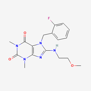 molecular formula C17H20FN5O3 B11615151 7-(2-fluorobenzyl)-8-[(2-methoxyethyl)amino]-1,3-dimethyl-3,7-dihydro-1H-purine-2,6-dione 