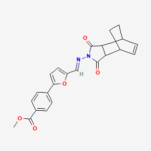 molecular formula C23H20N2O5 B11615203 methyl 4-(5-{(E)-[(1,3-dioxo-1,3,3a,4,7,7a-hexahydro-2H-4,7-ethanoisoindol-2-yl)imino]methyl}furan-2-yl)benzoate 