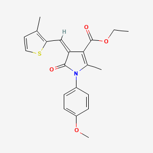 molecular formula C21H21NO4S B11615343 ethyl (4Z)-1-(4-methoxyphenyl)-2-methyl-4-[(3-methylthiophen-2-yl)methylidene]-5-oxo-4,5-dihydro-1H-pyrrole-3-carboxylate 