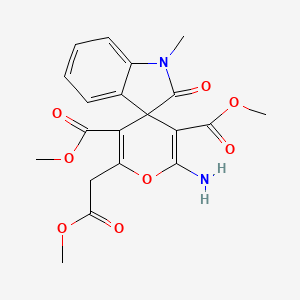 molecular formula C20H20N2O8 B11615348 Dimethyl 2'-amino-6'-(2-methoxy-2-oxoethyl)-1-methyl-2-oxo-1,2-dihydrospiro[indole-3,4'-pyran]-3',5'-dicarboxylate 