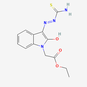 molecular formula C13H14N4O3S B11615356 ethyl [(3Z)-3-(2-carbamothioylhydrazinylidene)-2-oxo-2,3-dihydro-1H-indol-1-yl]acetate 