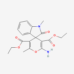 molecular formula C20H22N2O6 B11615420 Diethyl 2'-amino-1,6'-dimethyl-2-oxo-1,2-dihydrospiro[indole-3,4'-pyran]-3',5'-dicarboxylate 