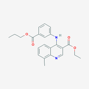 molecular formula C23H24N2O4 B11615425 Ethyl 8-methyl-4-{[3-(propoxycarbonyl)phenyl]amino}quinoline-3-carboxylate 