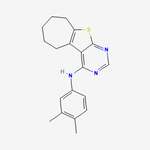 molecular formula C19H21N3S B11615473 N-(3,4-Dimethylphenyl)-N-(6,7,8,9-tetrahydro-5H-cyclohepta[4,5]thieno[2,3-D]pyrimidin-4-YL)amine 