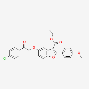 molecular formula C26H21ClO6 B11615582 Ethyl 5-[2-(4-chlorophenyl)-2-oxoethoxy]-2-(4-methoxyphenyl)-1-benzofuran-3-carboxylate 