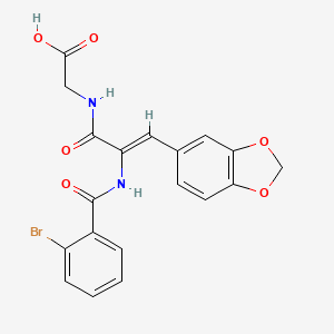 molecular formula C19H15BrN2O6 B11615614 N-[(2Z)-3-(1,3-benzodioxol-5-yl)-2-{[(2-bromophenyl)carbonyl]amino}prop-2-enoyl]glycine 