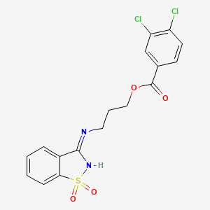 molecular formula C17H14Cl2N2O4S B11615619 3-[(1,1-Dioxo-1,2-benzothiazol-3-yl)amino]propyl 3,4-dichlorobenzoate 