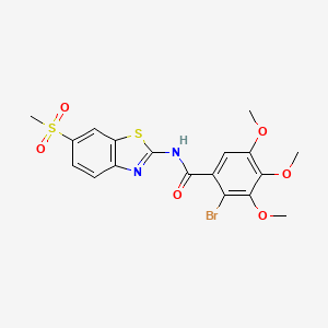 molecular formula C18H17BrN2O6S2 B11615633 Benzamide, 2-bromo-3,4,5-trimethoxy-N-[6-(methylsulfonyl)-2-benzothiazolyl]- CAS No. 442651-61-8