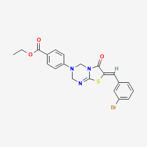 molecular formula C21H18BrN3O3S B11615668 ethyl 4-[(7Z)-7-(3-bromobenzylidene)-6-oxo-6,7-dihydro-2H-[1,3]thiazolo[3,2-a][1,3,5]triazin-3(4H)-yl]benzoate 