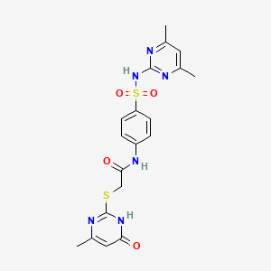 molecular formula C19H20N6O4S2 B11615775 N-{4-[(4,6-dimethylpyrimidin-2-yl)sulfamoyl]phenyl}-2-[(4-methyl-6-oxo-1,6-dihydropyrimidin-2-yl)sulfanyl]acetamide 