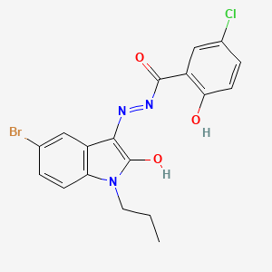 molecular formula C18H15BrClN3O3 B11615822 N'-[(3Z)-5-bromo-2-oxo-1-propyl-1,2-dihydro-3H-indol-3-ylidene]-5-chloro-2-hydroxybenzohydrazide 