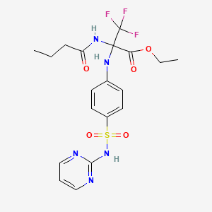 molecular formula C19H22F3N5O5S B11615848 ethyl N-butanoyl-3,3,3-trifluoro-2-{[4-(pyrimidin-2-ylsulfamoyl)phenyl]amino}alaninate 