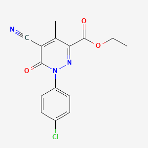 molecular formula C15H12ClN3O3 B11615913 Ethyl 1-(4-chlorophenyl)-5-cyano-4-methyl-6-oxo-1,6-dihydropyridazine-3-carboxylate 