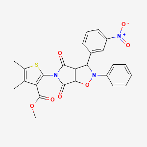 molecular formula C25H21N3O7S B11616014 methyl 4,5-dimethyl-2-[3-(3-nitrophenyl)-4,6-dioxo-2-phenylhexahydro-5H-pyrrolo[3,4-d][1,2]oxazol-5-yl]thiophene-3-carboxylate 