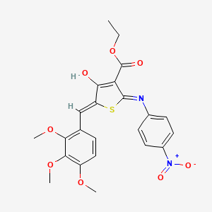 molecular formula C23H22N2O8S B11616068 ethyl (5Z)-2-[(4-nitrophenyl)amino]-4-oxo-5-(2,3,4-trimethoxybenzylidene)-4,5-dihydrothiophene-3-carboxylate 