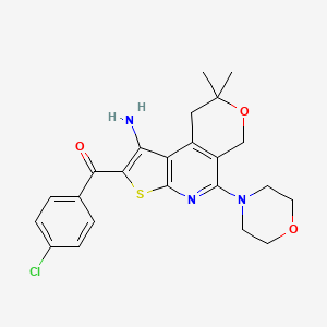 molecular formula C23H24ClN3O3S B11616073 (1-Amino-8,8-dimethyl-5-morpholino-8,9-dihydro-6H-pyrano[4,3-D]thieno[2,3-B]pyridin-2-YL)(4-chlorophenyl)methanone 