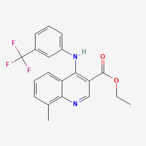 molecular formula C20H17F3N2O2 B11616196 Ethyl 8-methyl-4-{[3-(trifluoromethyl)phenyl]amino}quinoline-3-carboxylate 
