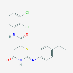 molecular formula C19H17Cl2N3O2S B11616232 N-(2,3-dichlorophenyl)-2-[(4-ethylphenyl)amino]-4-oxo-5,6-dihydro-4H-1,3-thiazine-6-carboxamide 