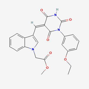 molecular formula C24H21N3O6 B11616343 methyl (3-{(Z)-[1-(3-ethoxyphenyl)-2,4,6-trioxotetrahydropyrimidin-5(2H)-ylidene]methyl}-1H-indol-1-yl)acetate 