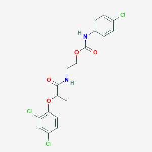 molecular formula C18H17Cl3N2O4 B11616420 2-[2-(2,4-Dichlorophenoxy)propanamido]ethyl N-(4-chlorophenyl)carbamate 