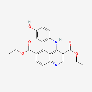 molecular formula C21H20N2O5 B11616506 Diethyl 4-[(4-hydroxyphenyl)amino]quinoline-3,6-dicarboxylate 