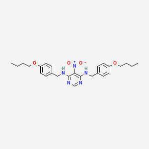molecular formula C26H33N5O4 B11616528 N,N'-bis(4-butoxybenzyl)-5-nitropyrimidine-4,6-diamine 