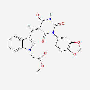 molecular formula C23H17N3O7 B11616556 methyl (3-{(Z)-[1-(1,3-benzodioxol-5-yl)-2,4,6-trioxotetrahydropyrimidin-5(2H)-ylidene]methyl}-1H-indol-1-yl)acetate 