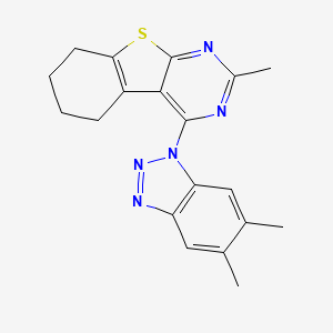 molecular formula C19H19N5S B11616622 4-(5,6-dimethyl-1H-benzotriazol-1-yl)-2-methyl-5,6,7,8-tetrahydro[1]benzothieno[2,3-d]pyrimidine 