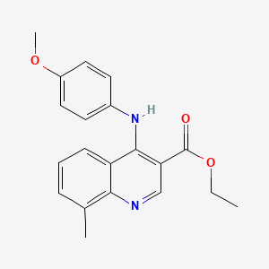 molecular formula C20H20N2O3 B11616665 Ethyl 4-[(4-methoxyphenyl)amino]-8-methylquinoline-3-carboxylate 