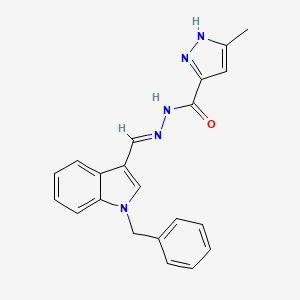molecular formula C21H19N5O B11616721 N'-[(E)-(1-benzyl-1H-indol-3-yl)methylidene]-3-methyl-1H-pyrazole-5-carbohydrazide 